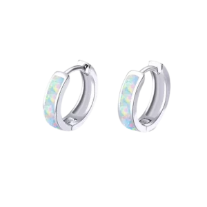 Boucles d'Oreilles Créoles en Opale d'Australie – Argent S925
