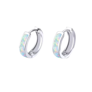 Boucles d'Oreilles Créoles en Opale d'Australie – Argent S925