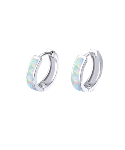 Boucles d'Oreilles Créoles en Opale d'Australie – Argent S925