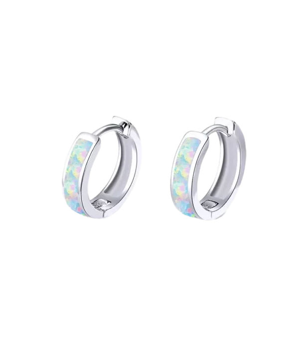 Boucles d'Oreilles Créoles en Opale d'Australie – Argent S925