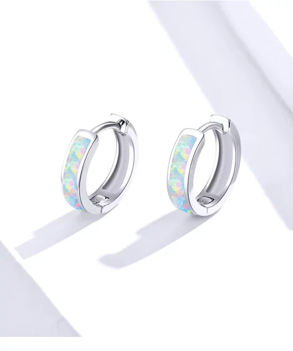 Boucles d'Oreilles Créoles en Opale d'Australie – Argent S925 – Image 2