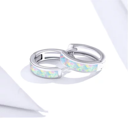 Boucles d'Oreilles Créoles en Opale d'Australie – Argent S925 – Image 5