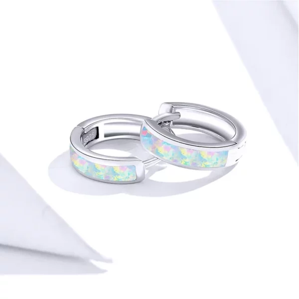 Boucles d'Oreilles Créoles en Opale d'Australie – Argent S925 – Image 5
