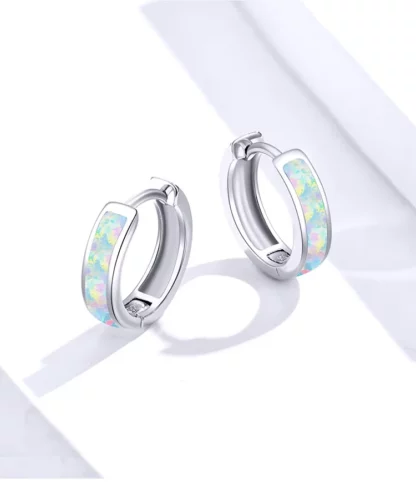 Boucles d'Oreilles Créoles en Opale d'Australie – Argent S925 – Image 4