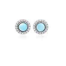 Boucles d’Oreilles « Île Céleste » – Argent 925, Larimar & Zircon