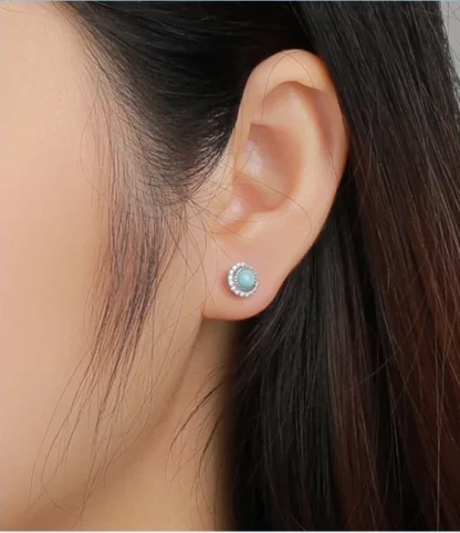 Boucles d’Oreilles « Île Céleste » – Argent 925, Larimar & Zircon – Image 3