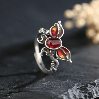 Bague « Papillon Grenat » en argent S925 – pierre naturelle – Image 4