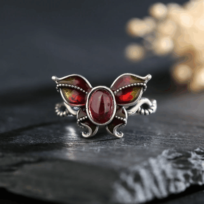 Bague « Papillon Grenat » en argent S925 – pierre naturelle – Image 3