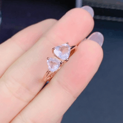 Bague « Cœurs Jumelés » – Argent S925 Plaqué Or Rose & Quartz Rose – Image 4