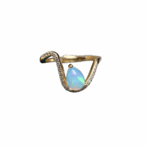 Bague « Larme d’Opale » – Argent S925 plaqué Or 24K & Opale d’Australie