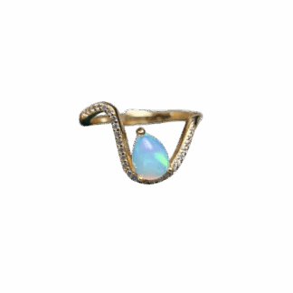 Bague « Larme d’Opale » – Argent S925 plaqué Or 24K & Opale d’Australie