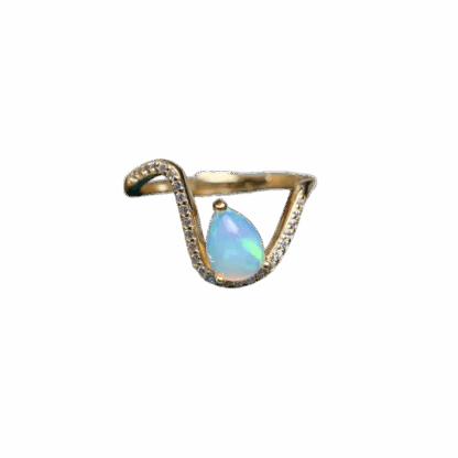 Bague « Larme d’Opale » – Argent S925 plaqué Or 24K & Opale d’Australie