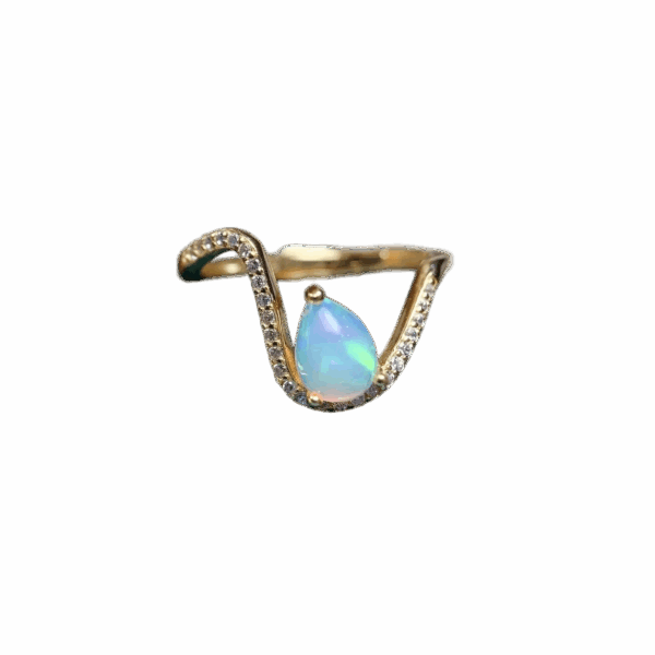 Bague « Larme d’Opale » – Argent S925 plaqué Or 24K & Opale d’Australie