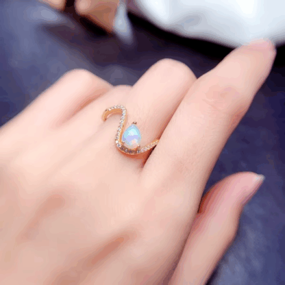 Bague « Larme d’Opale » – Argent S925 plaqué Or 24K & Opale d’Australie – Image 2