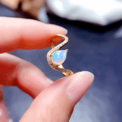 Bague « Larme d’Opale » – Argent S925 plaqué Or 24K & Opale d’Australie – Image 8