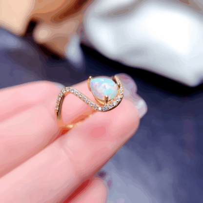 Bague « Larme d’Opale » – Argent S925 plaqué Or 24K & Opale d’Australie – Image 7