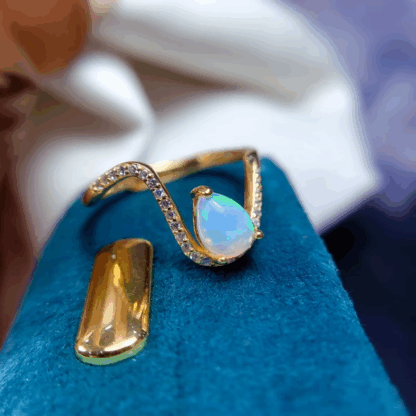 Bague « Larme d’Opale » – Argent S925 plaqué Or 24K & Opale d’Australie – Image 5