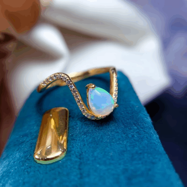 Bague « Larme d’Opale » – Argent S925 plaqué Or 24K & Opale d’Australie – Image 5