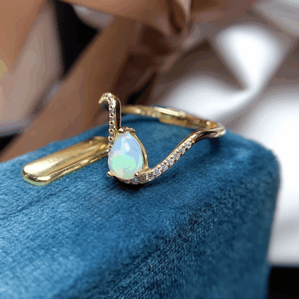 Bague « Larme d’Opale » – Argent S925 plaqué Or 24K & Opale d’Australie – Image 4