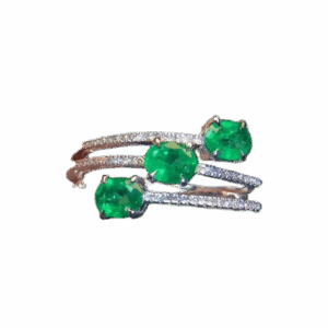Bague « Trinité d'Émeraude » en argent S925 – pierres naturelles