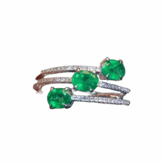Bague « Trinité d'Émeraude » en argent S925 – pierres naturelles