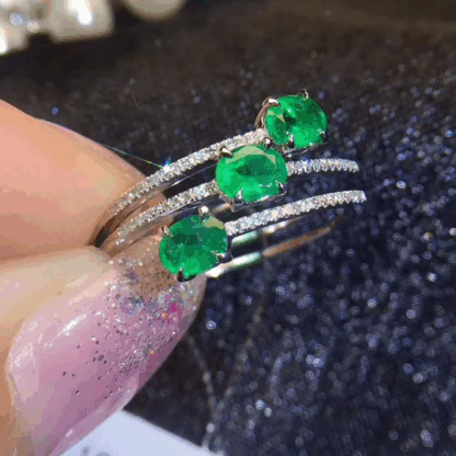 Bague « Trinité d'Émeraude » en argent S925 – pierres naturelles – Image 2