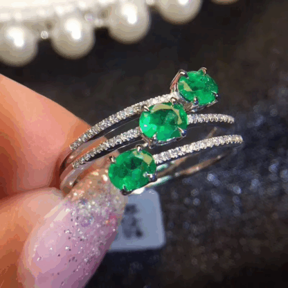 Bague « Trinité d'Émeraude » en argent S925 – pierres naturelles – Image 3