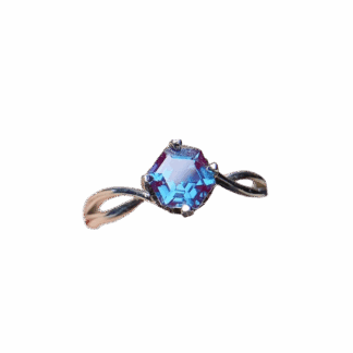 Bague « Fusion Mystique » – Argent S925 & Alexandrite Hexagonale