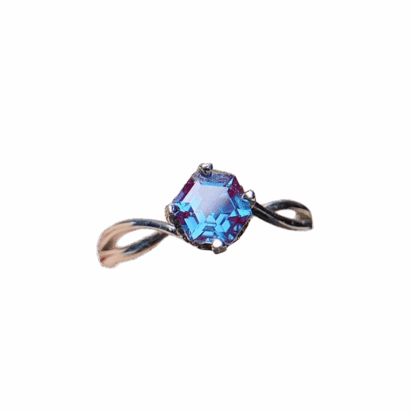 Bague « Fusion Mystique » – Argent S925 & Alexandrite Hexagonale