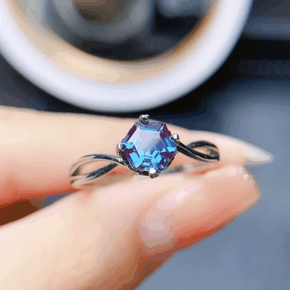 Bague « Fusion Mystique » – Argent S925 & Alexandrite Hexagonale – Image 2