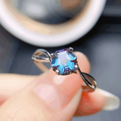 Bague « Fusion Mystique » – Argent S925 & Alexandrite Hexagonale – Image 7