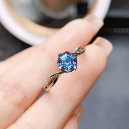 Bague « Fusion Mystique » – Argent S925 & Alexandrite Hexagonale – Image 6