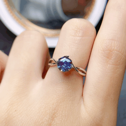 Bague « Fusion Mystique » – Argent S925 & Alexandrite Hexagonale – Image 5