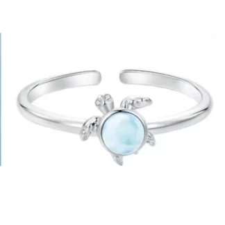 Bague Tortue d’Azur – Argent S925 & Larimar Naturel
