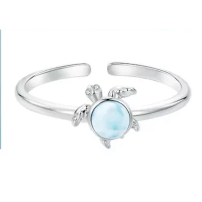 Bague Tortue d’Azur – Argent S925 & Larimar Naturel