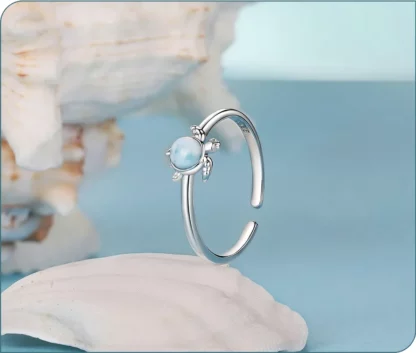 Bague Tortue d’Azur – Argent S925 & Larimar Naturel – Image 2