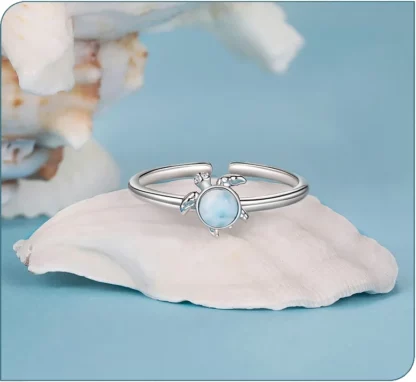 Bague Tortue d’Azur – Argent S925 & Larimar Naturel – Image 5