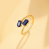 Bague en argent S925 plaqué or 24K avec saphirs bleus taillés – Image 4