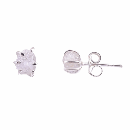 Boucles d’oreilles en Argent 925 avec Diamant Brut Naturel – Image 3