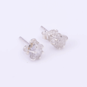 Boucles d’oreilles en Argent 925 avec Diamant Brut Naturel