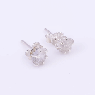 Boucles d’oreilles en Argent 925 avec Diamant Brut Naturel