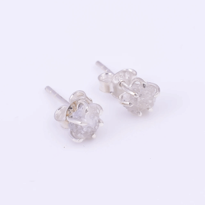 Boucles d’oreilles en Argent 925 avec Diamant Brut Naturel