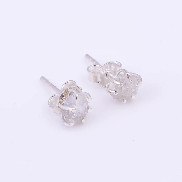 Boucles d’oreilles en Argent 925 avec Diamant Brut Naturel
