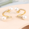 Boucles d’oreilles plaqué or avec Perles d’Eau Douce et Zircons – Image 3