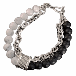 Bracelet "VibeChain Fusion" Acier Inoxydable & Pierres de Lave – Double Rang Raffiné