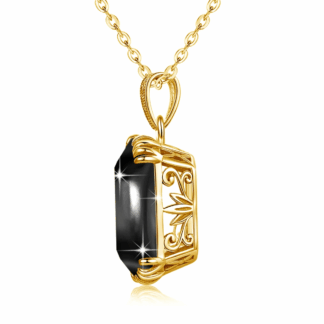 Collier et pendentif "Carreau Exquis" en pierre fine et argent S925 plaqué or 14K