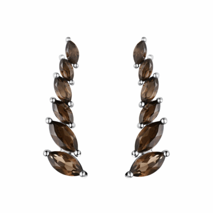Feuillage Fumé – Boucles d’oreilles en argent et quartz – Image 4