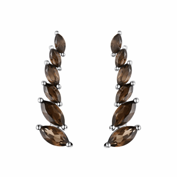 Feuillage Fumé – Boucles d’oreilles en argent et quartz – Image 4