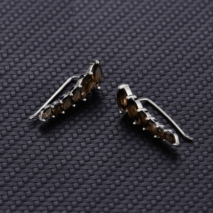 Feuillage Fumé – Boucles d’oreilles en argent et quartz – Image 3