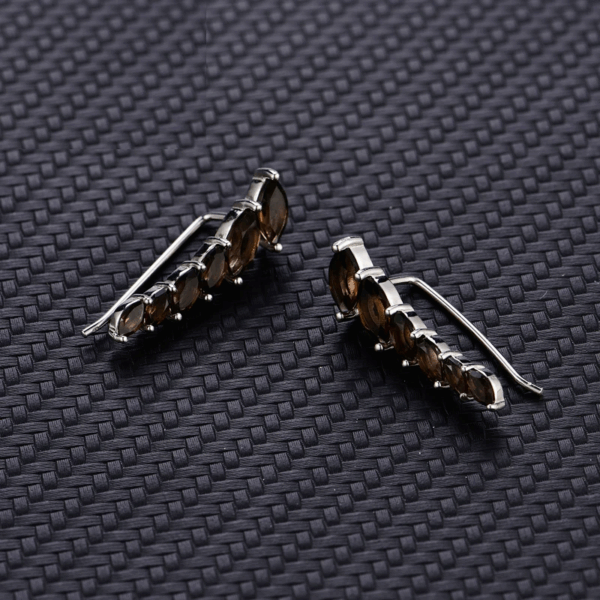 Feuillage Fumé – Boucles d’oreilles en argent et quartz – Image 3